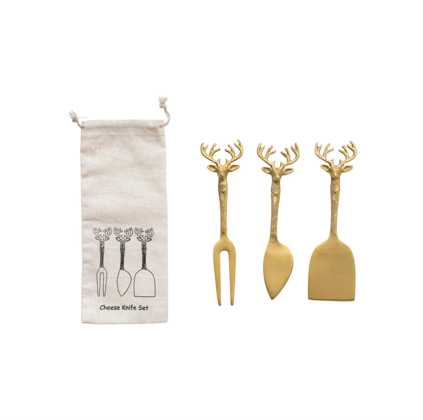 Reindeer Handle Cheese Knife Set