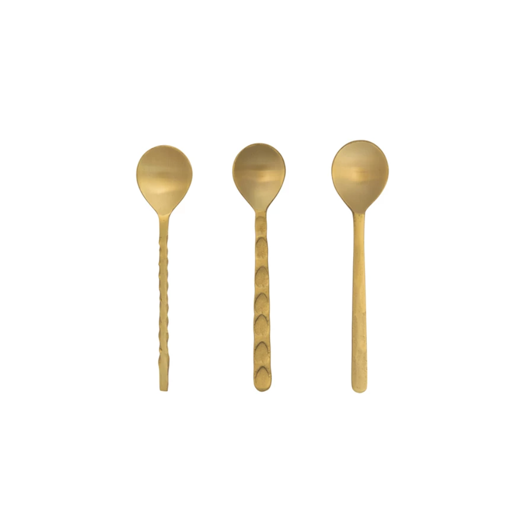 Textured Handle Brass Spoon