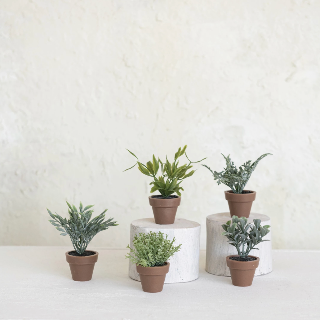 Mini Faux Potted Plant