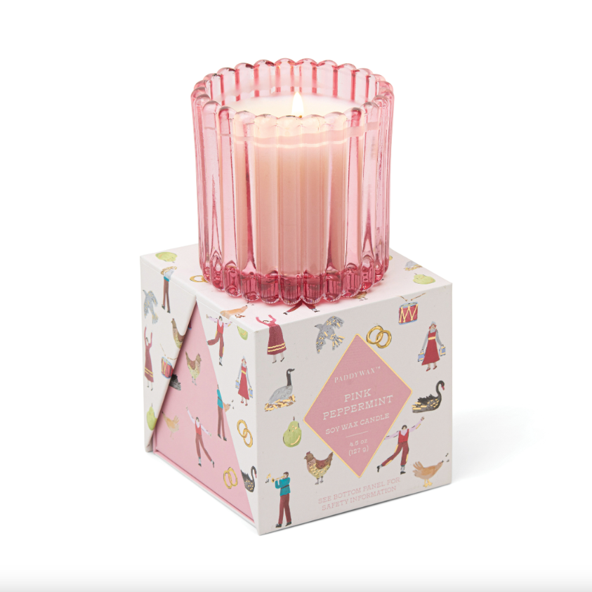 Pink Peppermint Merry Boxed Candle