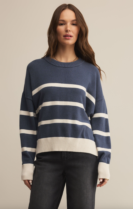 Jordane Striped Sweater - Storm Cloud Heather