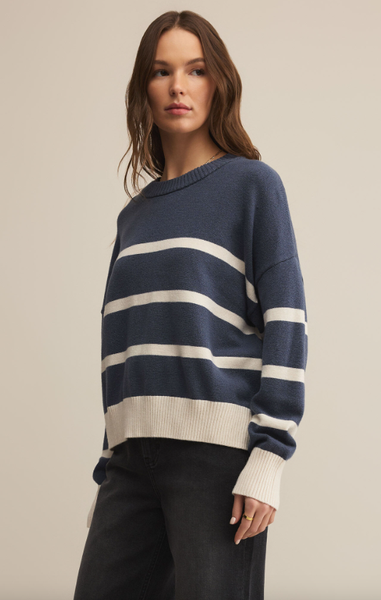 Jordane Striped Sweater - Storm Cloud Heather