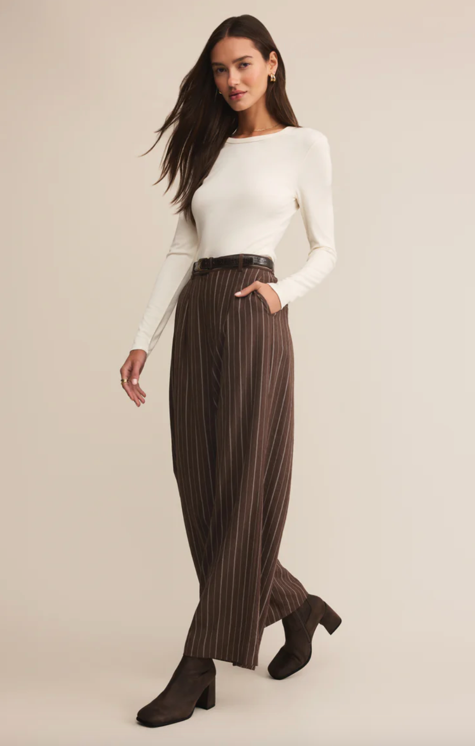 Alma Pinstripe Wide Leg Pant