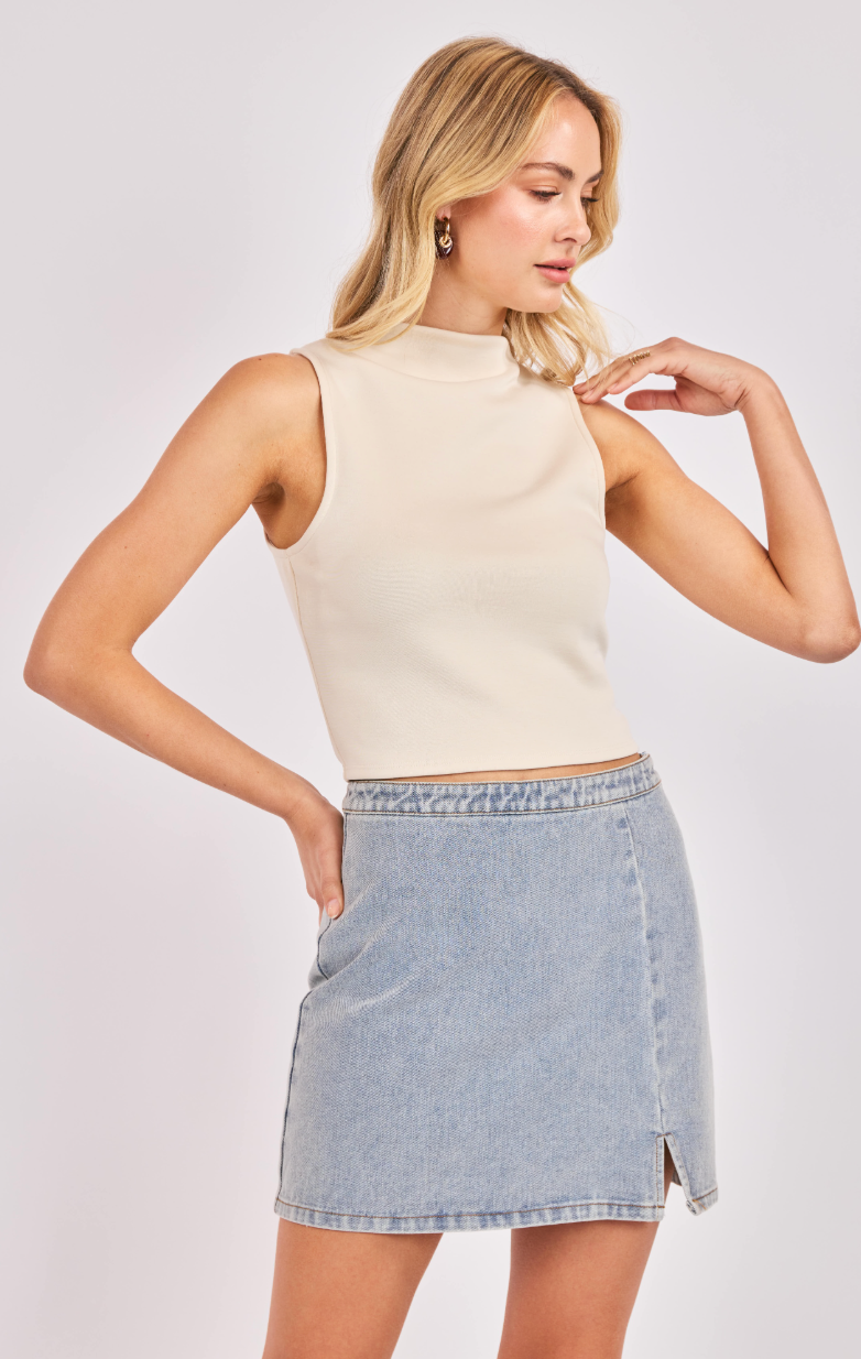 Hustle High Neck Sleeveless Crop Top