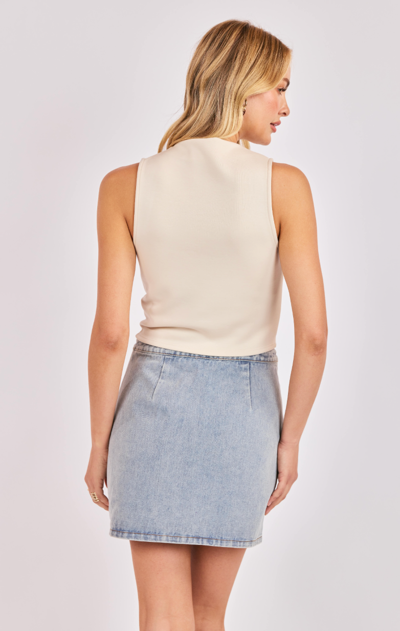 Hustle High Neck Sleeveless Crop Top