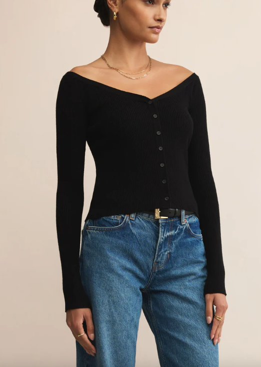 Jovy Sweater Top - Black