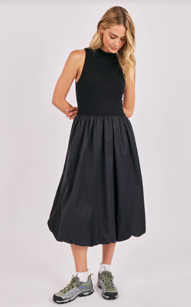 Happier Now Contrast Bubble Hem Midi Dress