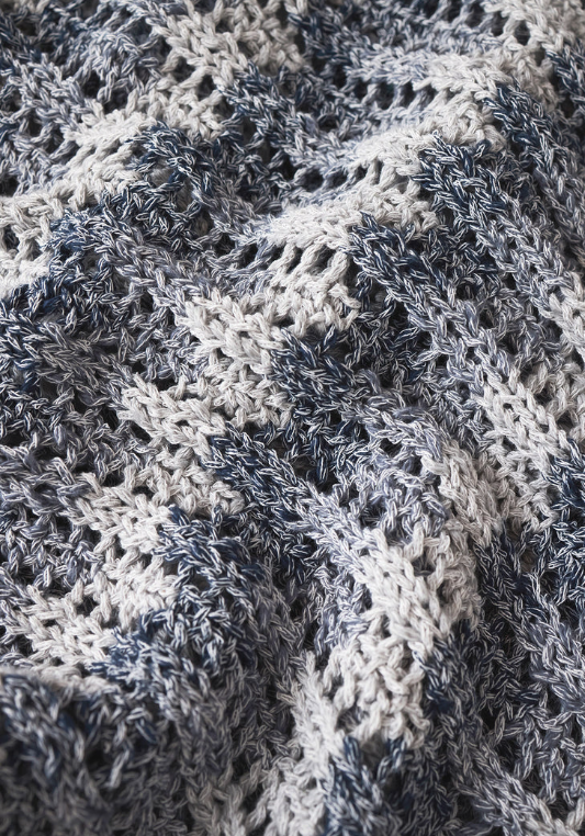 Ballast Crochet Stripe Top - Calypso Blue Indigo