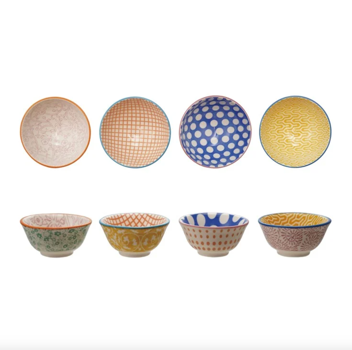 Bright Pattern Stoneware Pinch Bowl