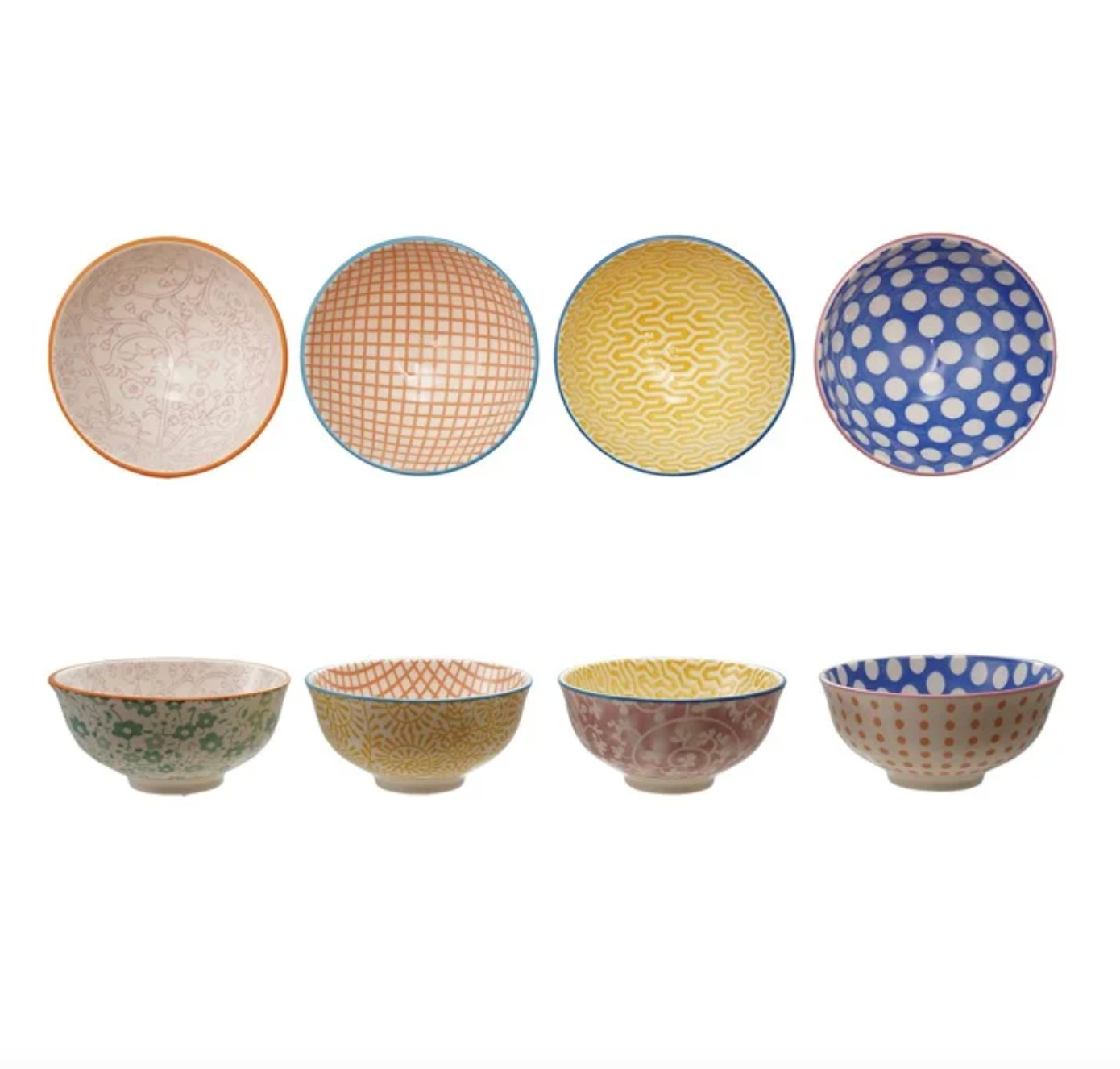 Bright Pattern Stoneware Mini Bowl