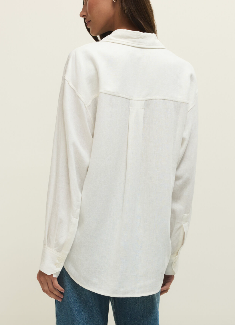 Alfie Button Up Top - White