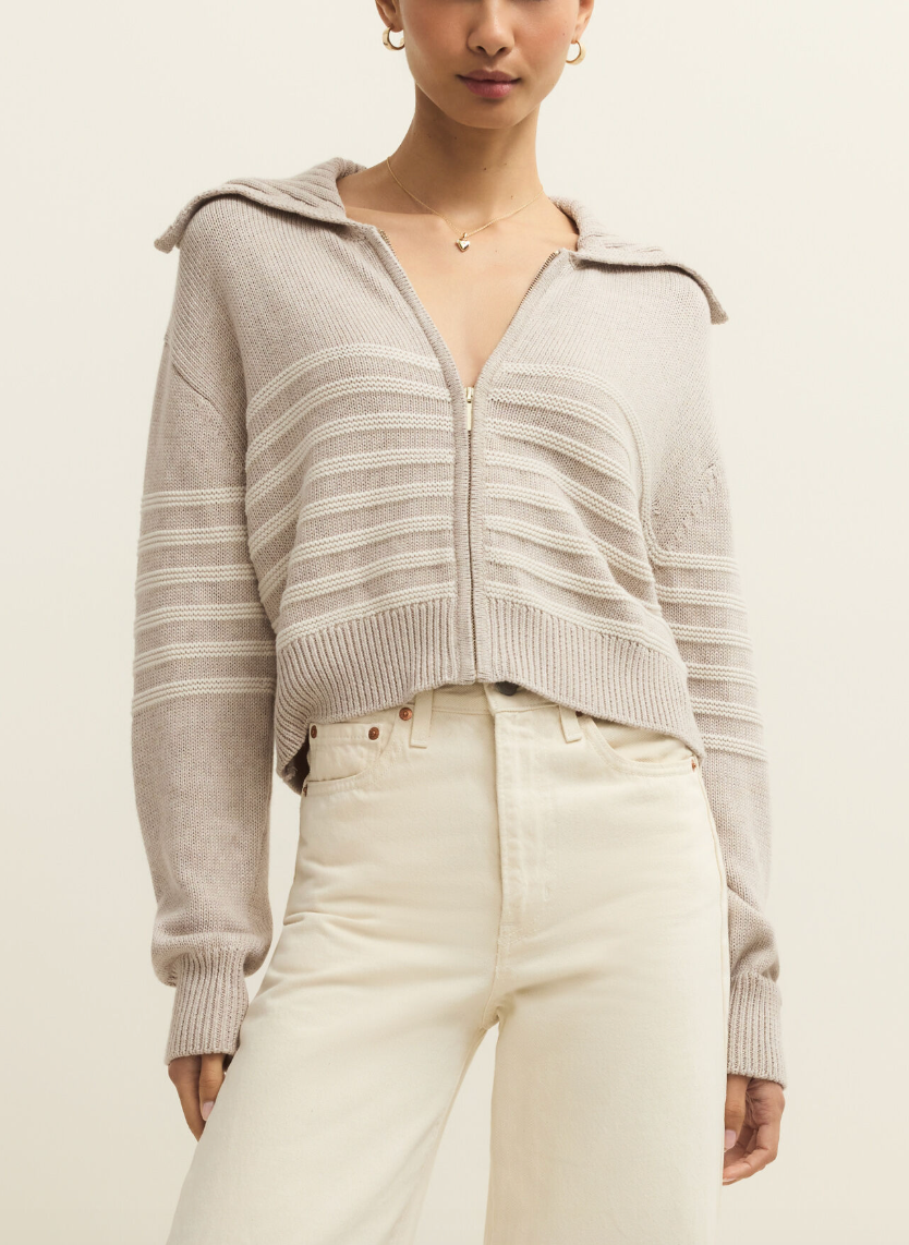 Kovac Cropped Sweater Jacket - Natural Heather