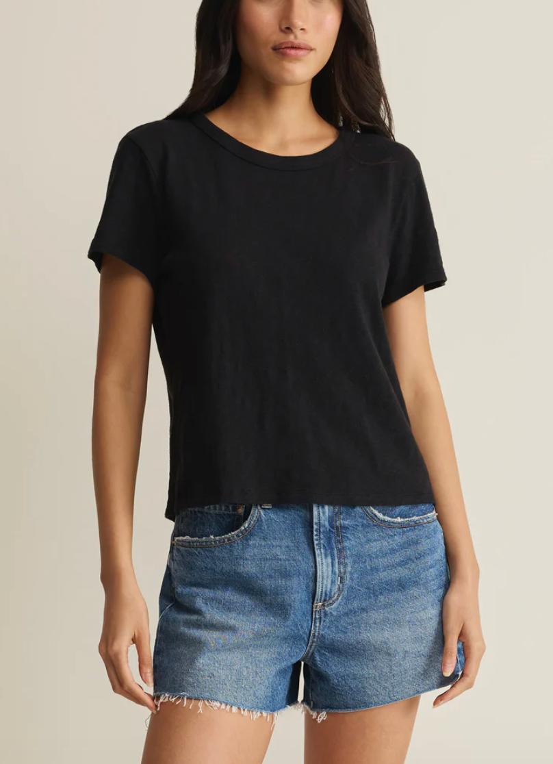 Junie Slub Tee Shirt - Black