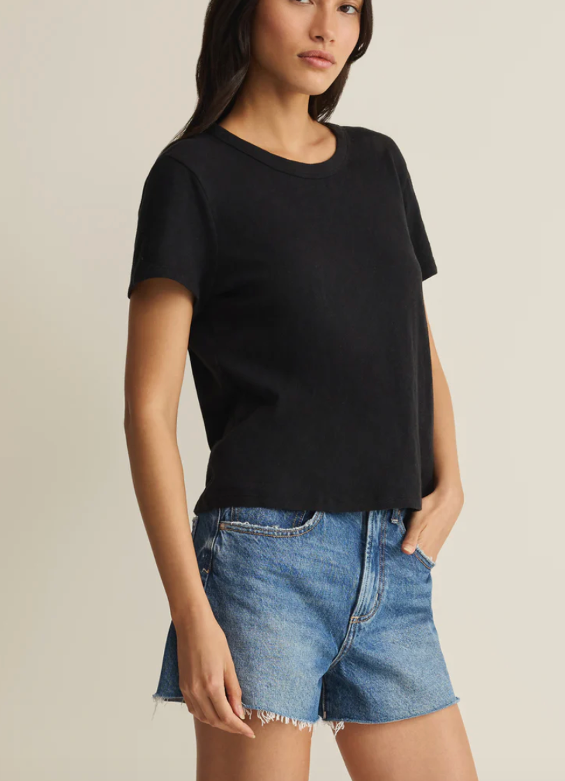 Junie Slub Tee Shirt - Black
