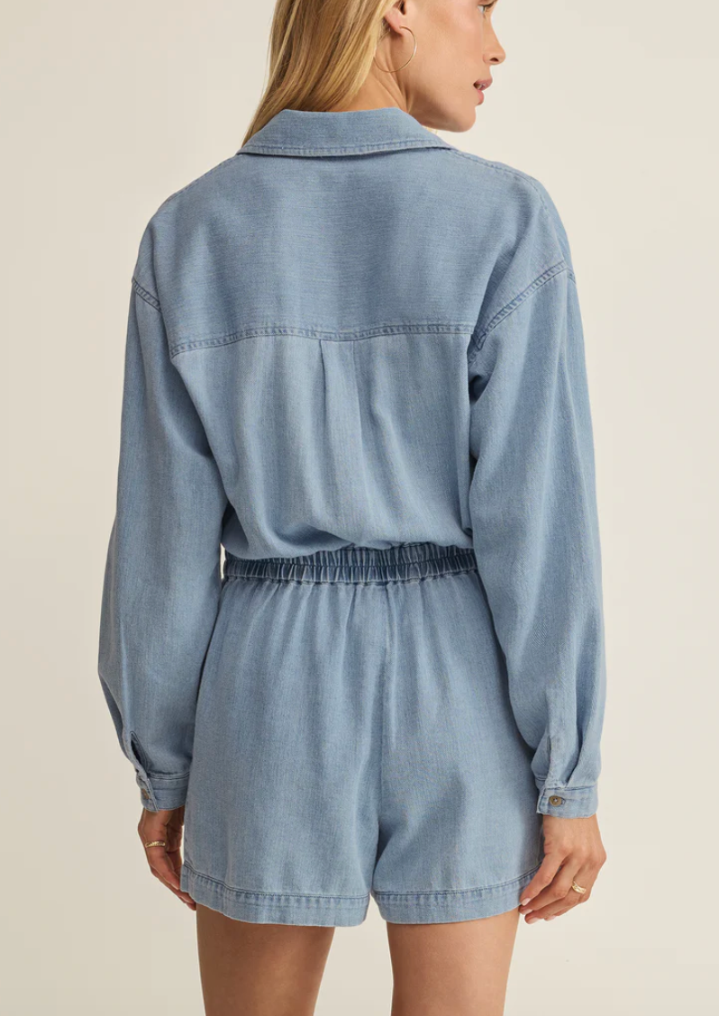 Sully Twill Romper - Lake Blue