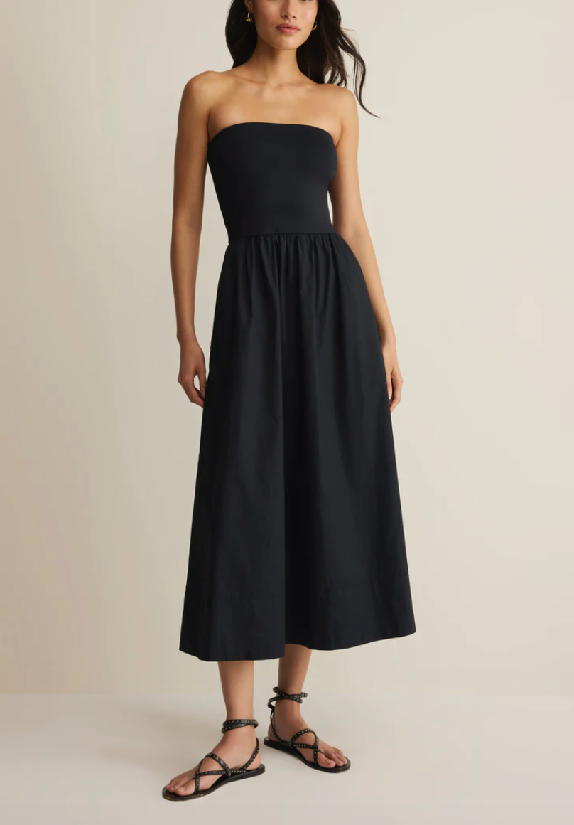 Sunsought Strapless Midi Dress - Black
