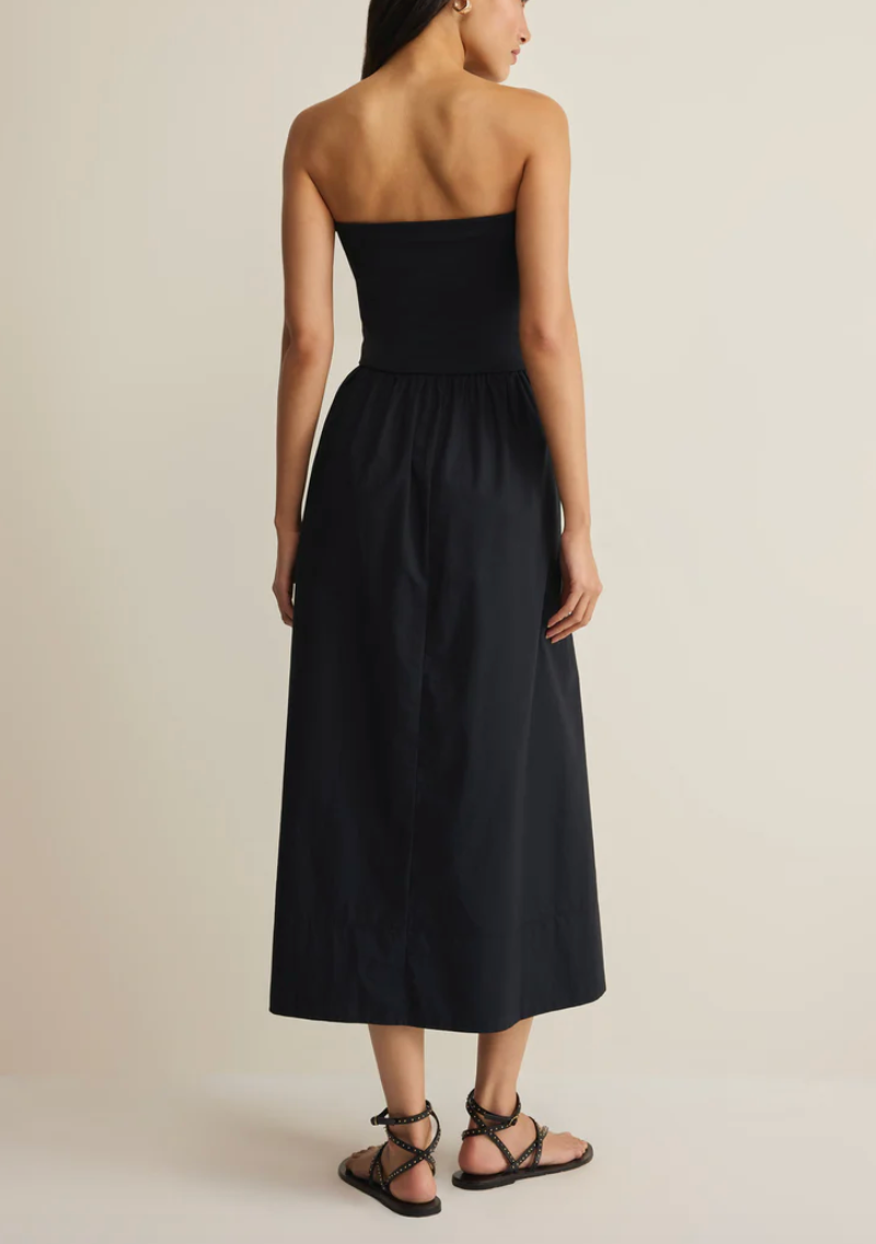 Sunsought Strapless Midi Dress - Black