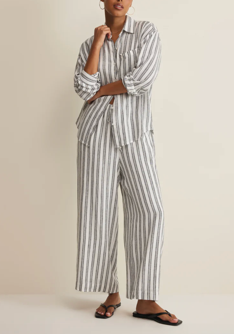 The Perfect Striped Button Up - White
