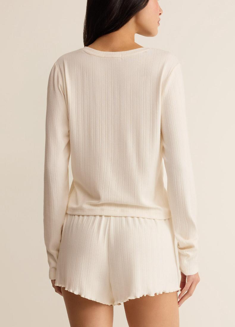 Lovely Pointelle Top - Vanilla Ice