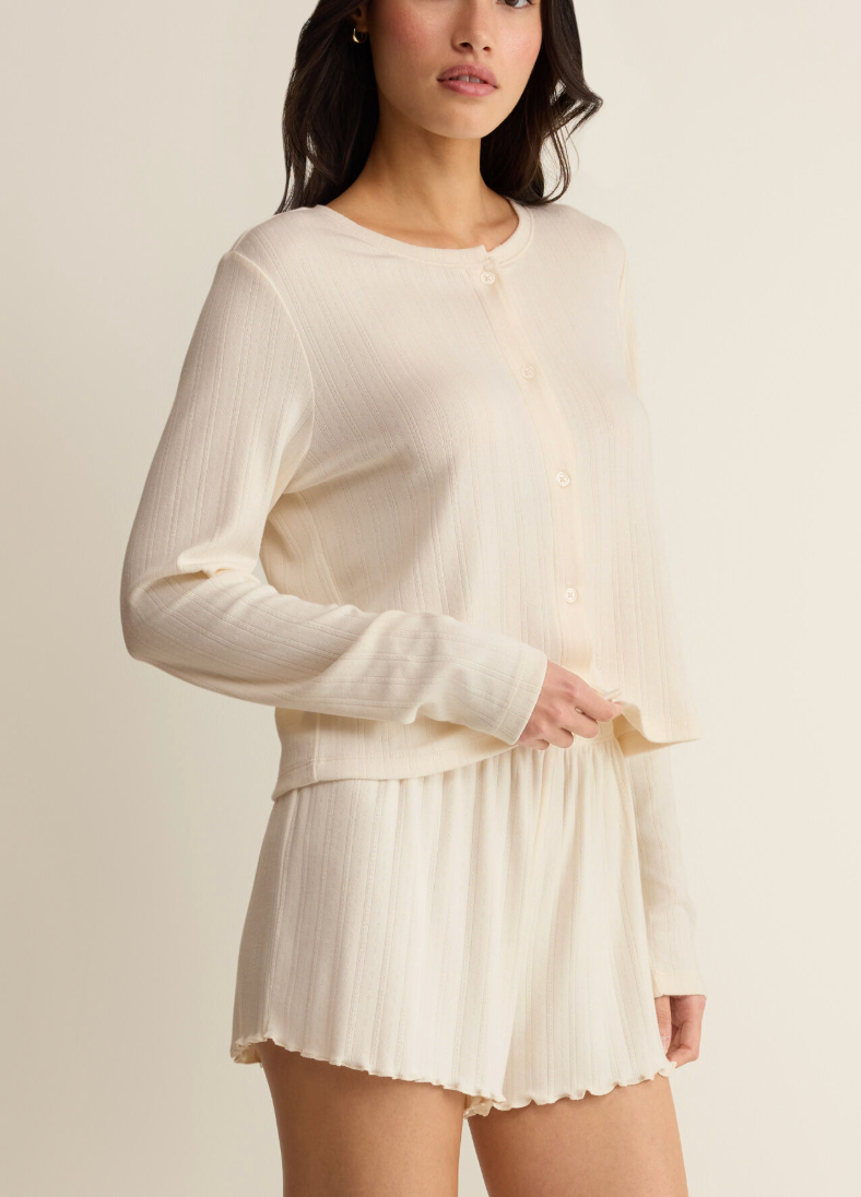Lovely Pointelle Top - Vanilla Ice