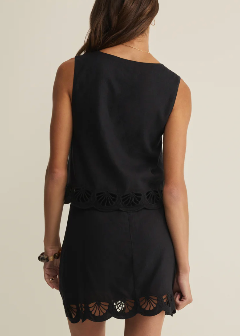Charlene Embroidery Top - Black