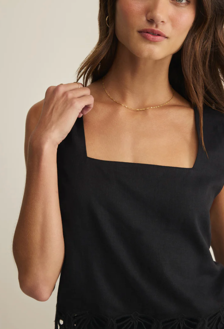 Charlene Embroidery Top - Black