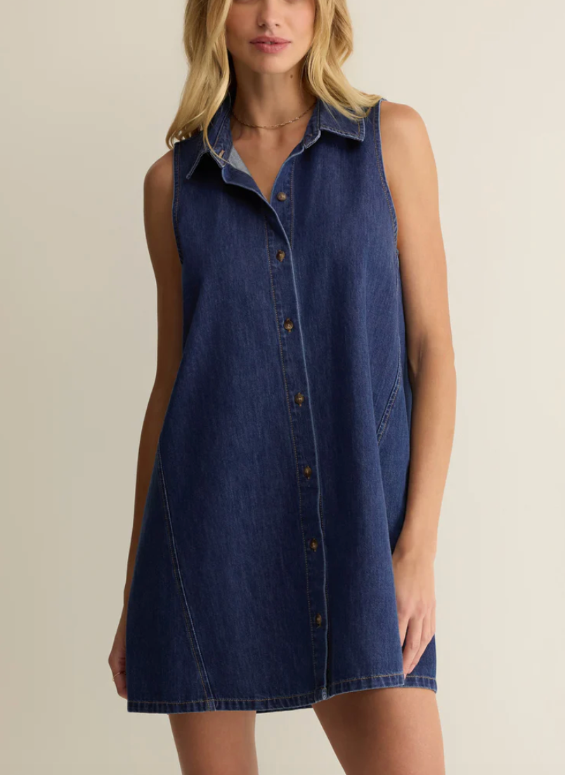 New Day Denim Mini Dress - Deep Water