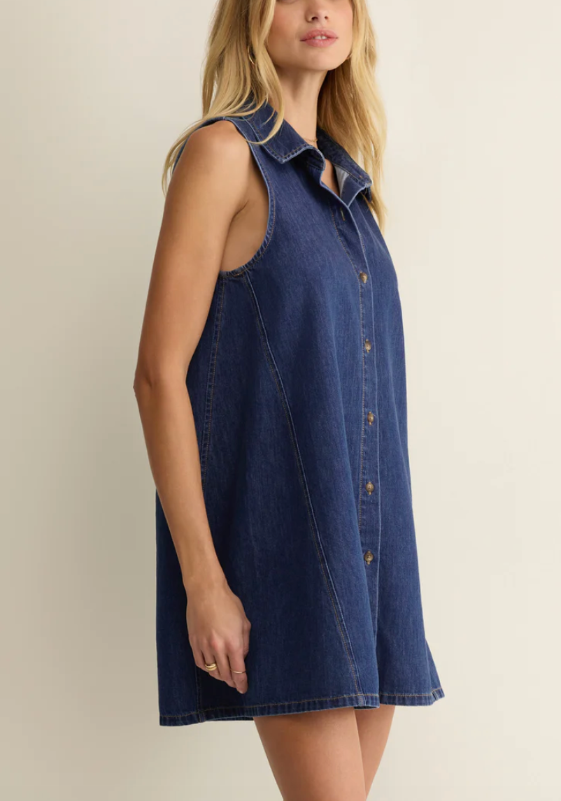 New Day Denim Mini Dress - Deep Water