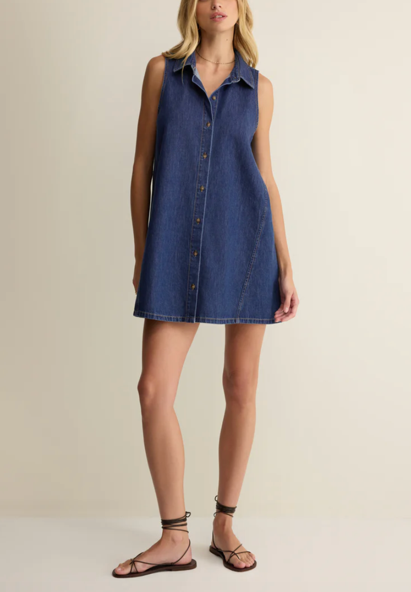 New Day Denim Mini Dress - Deep Water