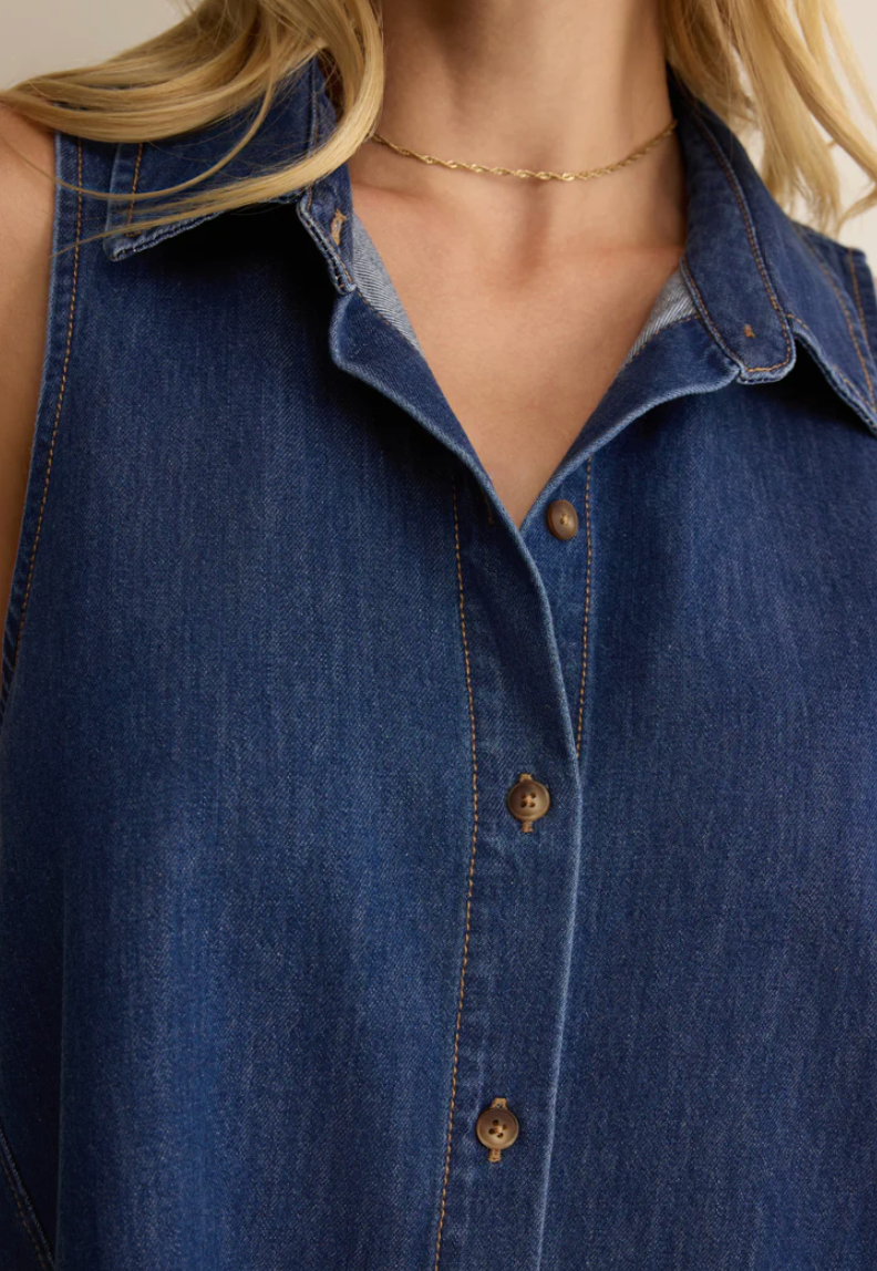 New Day Denim Mini Dress - Deep Water
