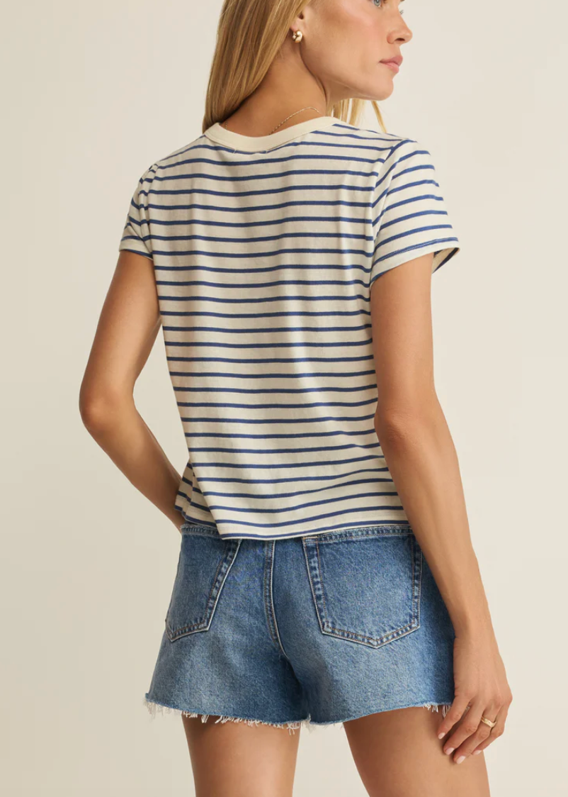 Junie Striped Tee - True Navy