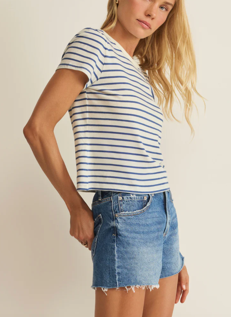 Junie Striped Tee - True Navy
