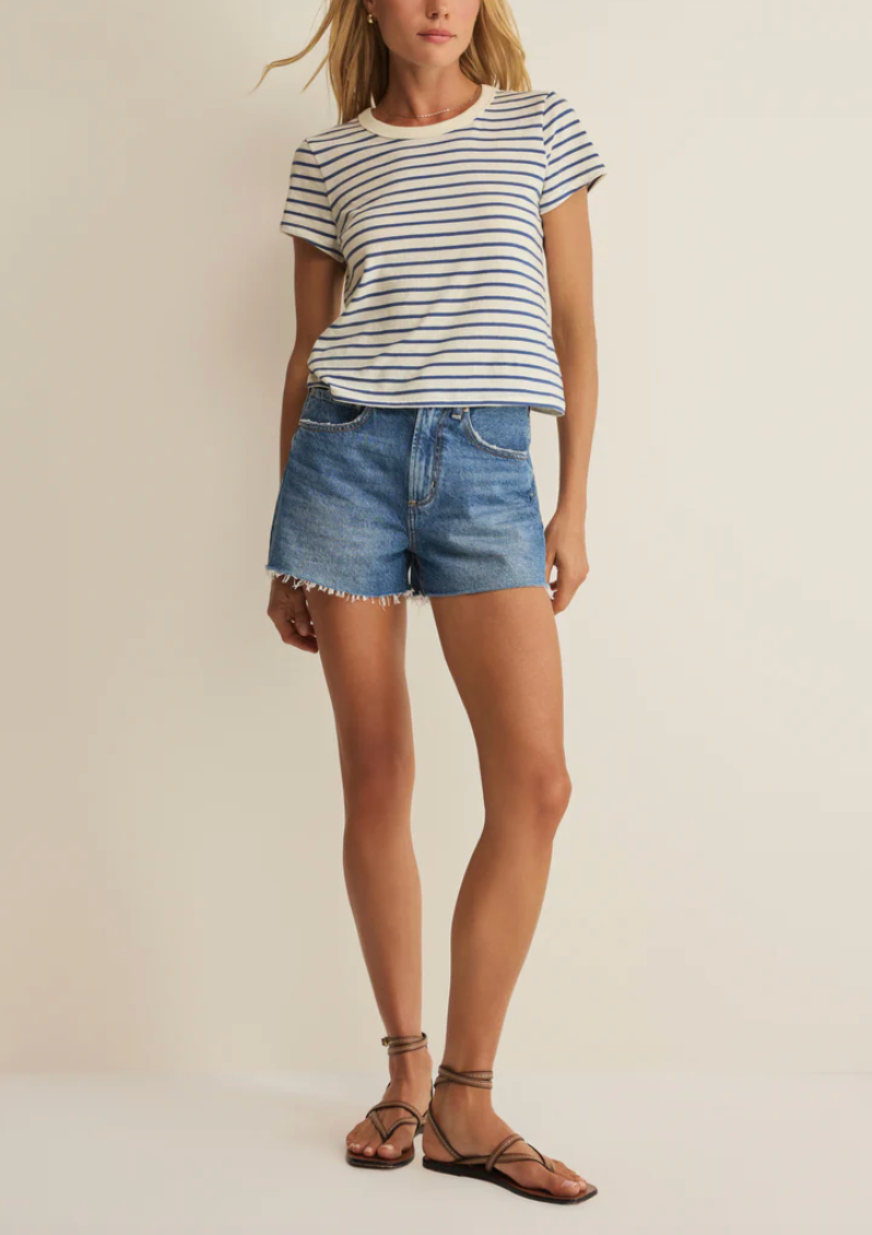 Junie Striped Tee - True Navy
