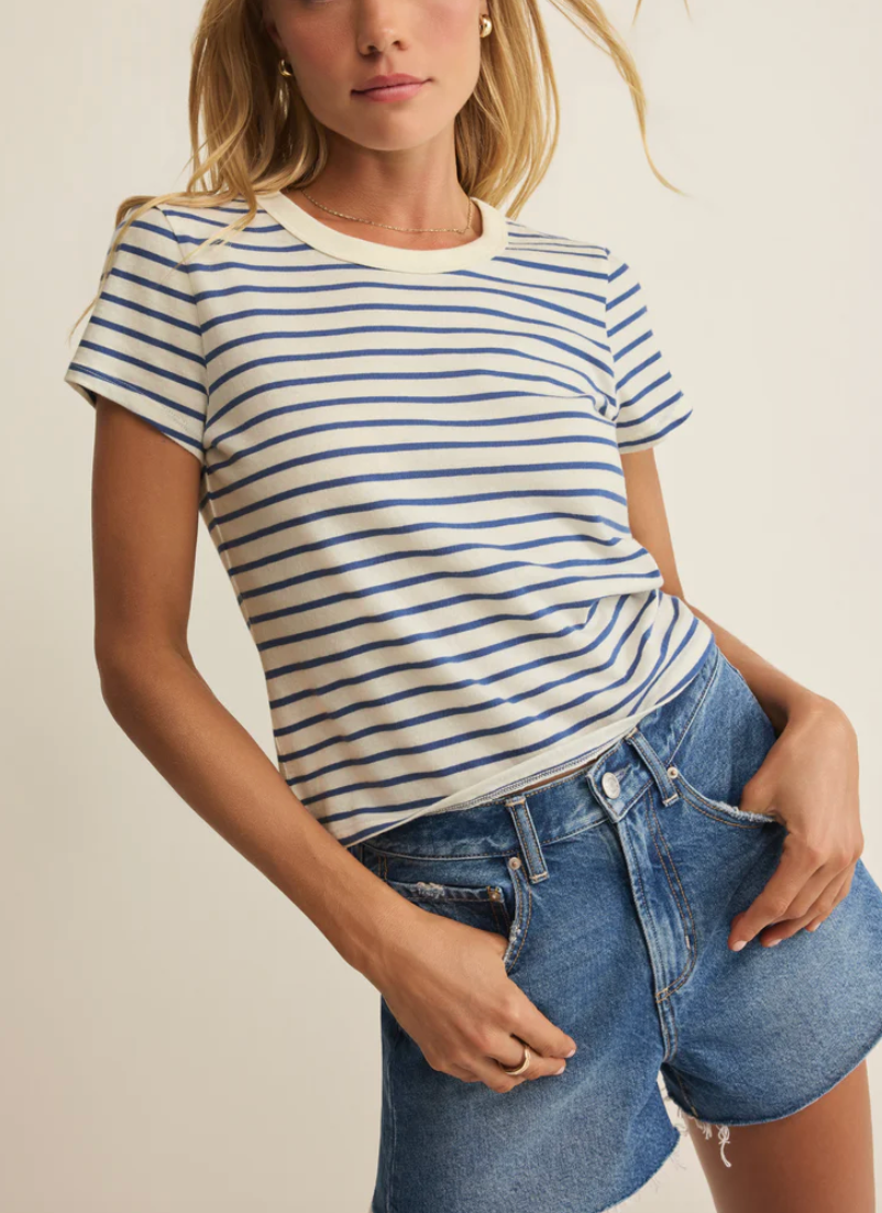 Junie Striped Tee - True Navy