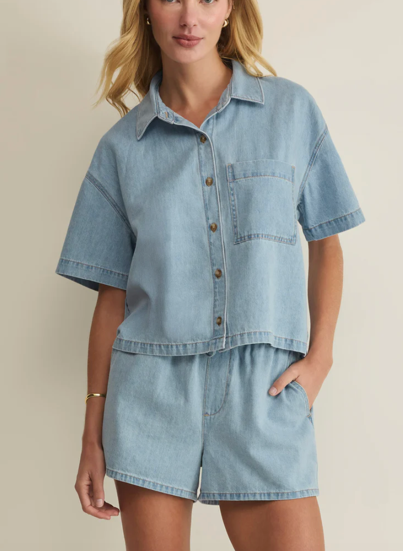 Everyday Denim Button Up - Coastal Water