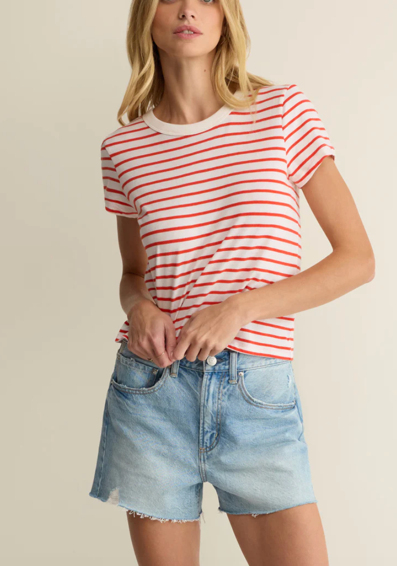 Junie Striped Tee - Lychee
