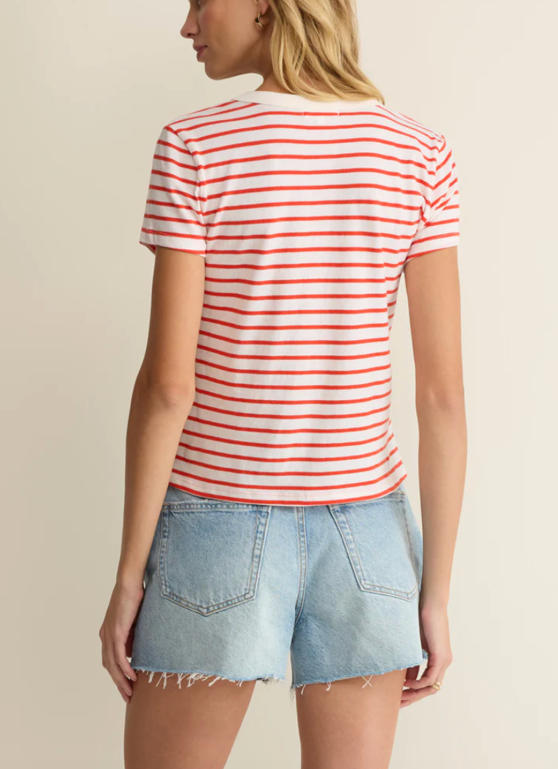 Junie Striped Tee - Lychee