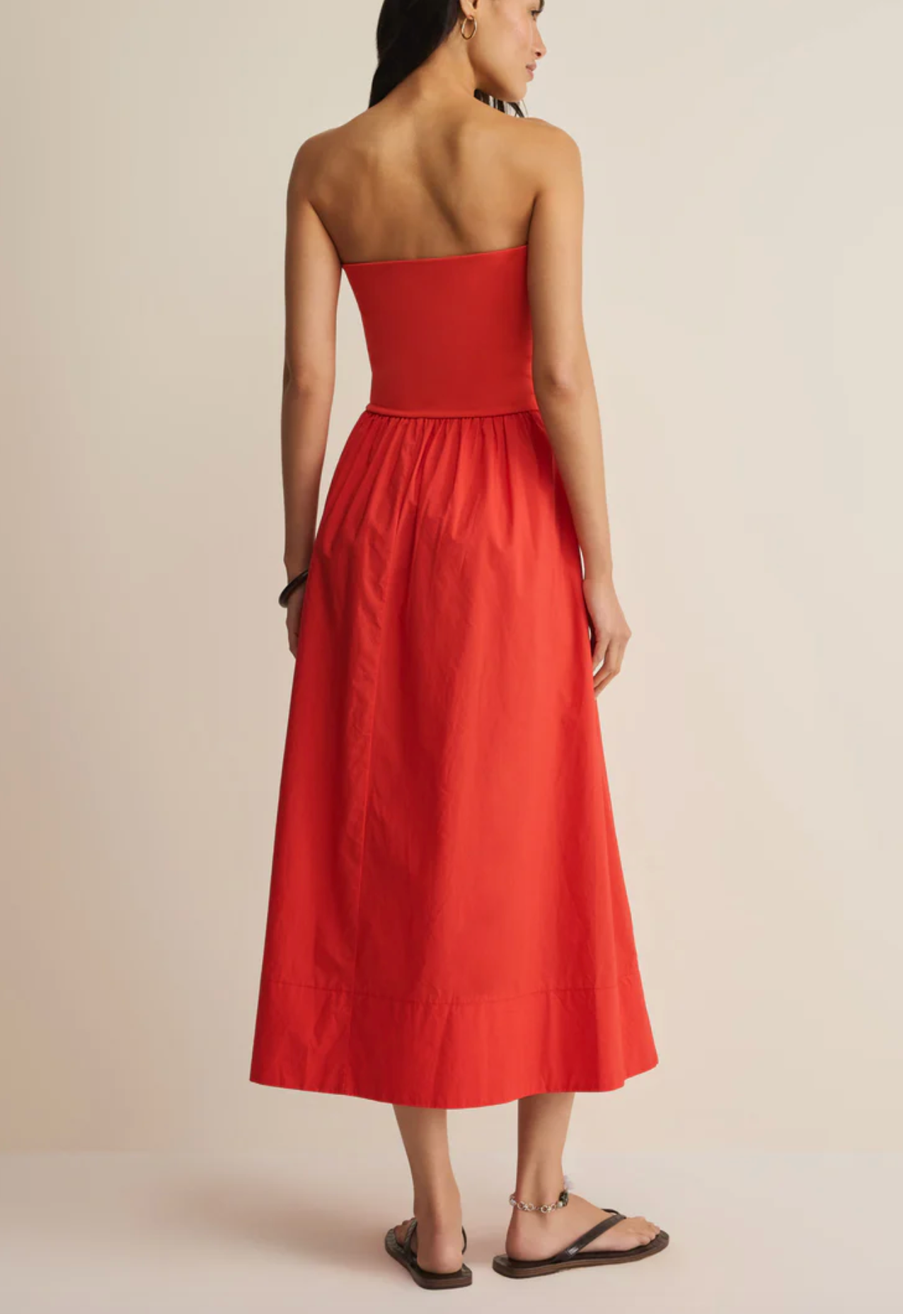 Sunsought Strapless Midi Dress - Lychee