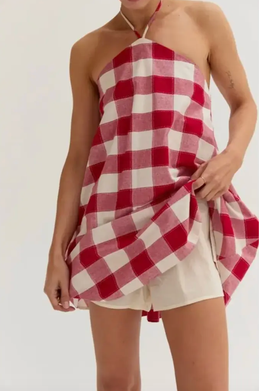 Flora Gingham Romper Dress