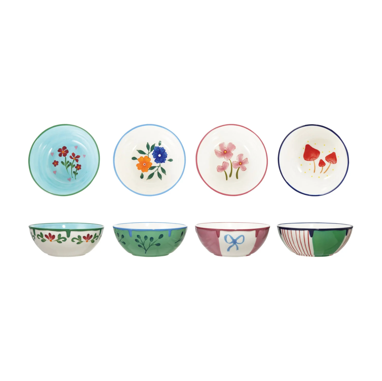Botanical Hand-Painted Stoneware Bowl