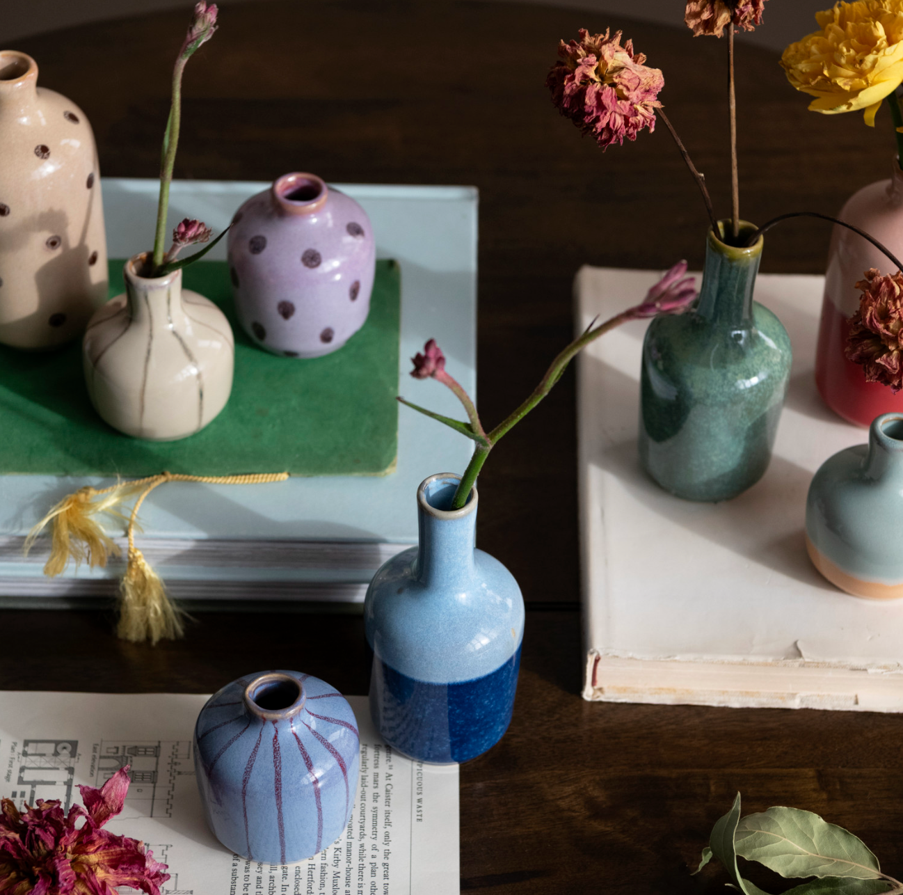 Hand-Painted Stoneware Bud Vase