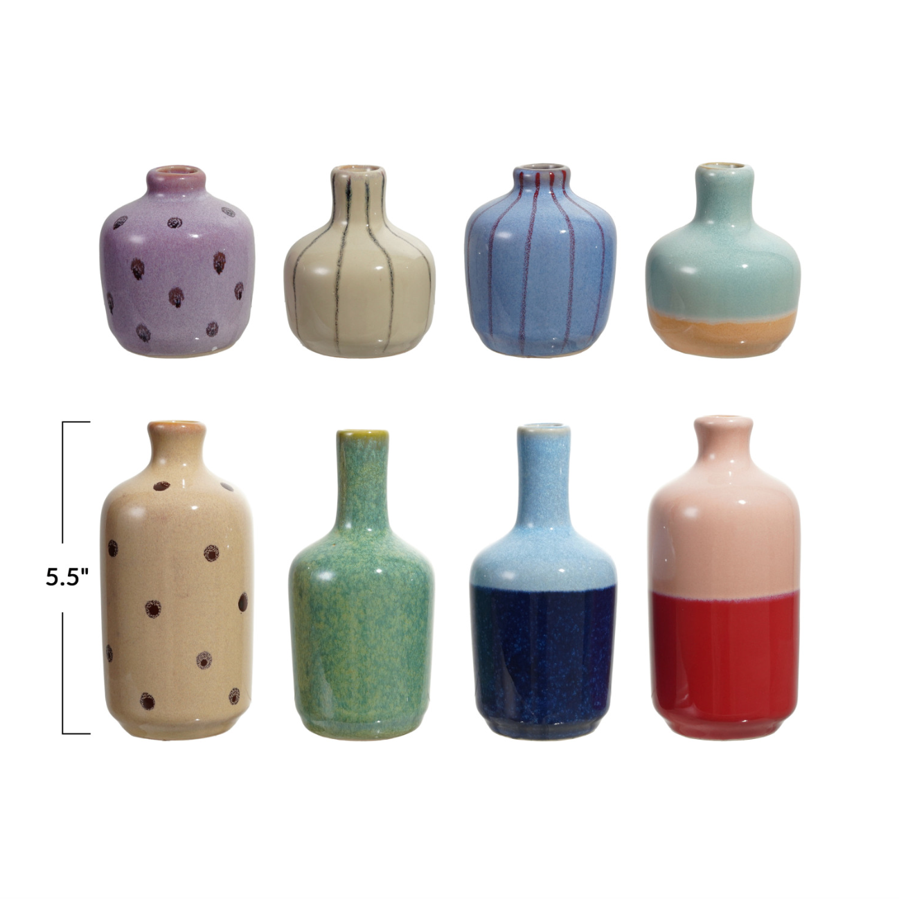 Hand-Painted Stoneware Bud Vase