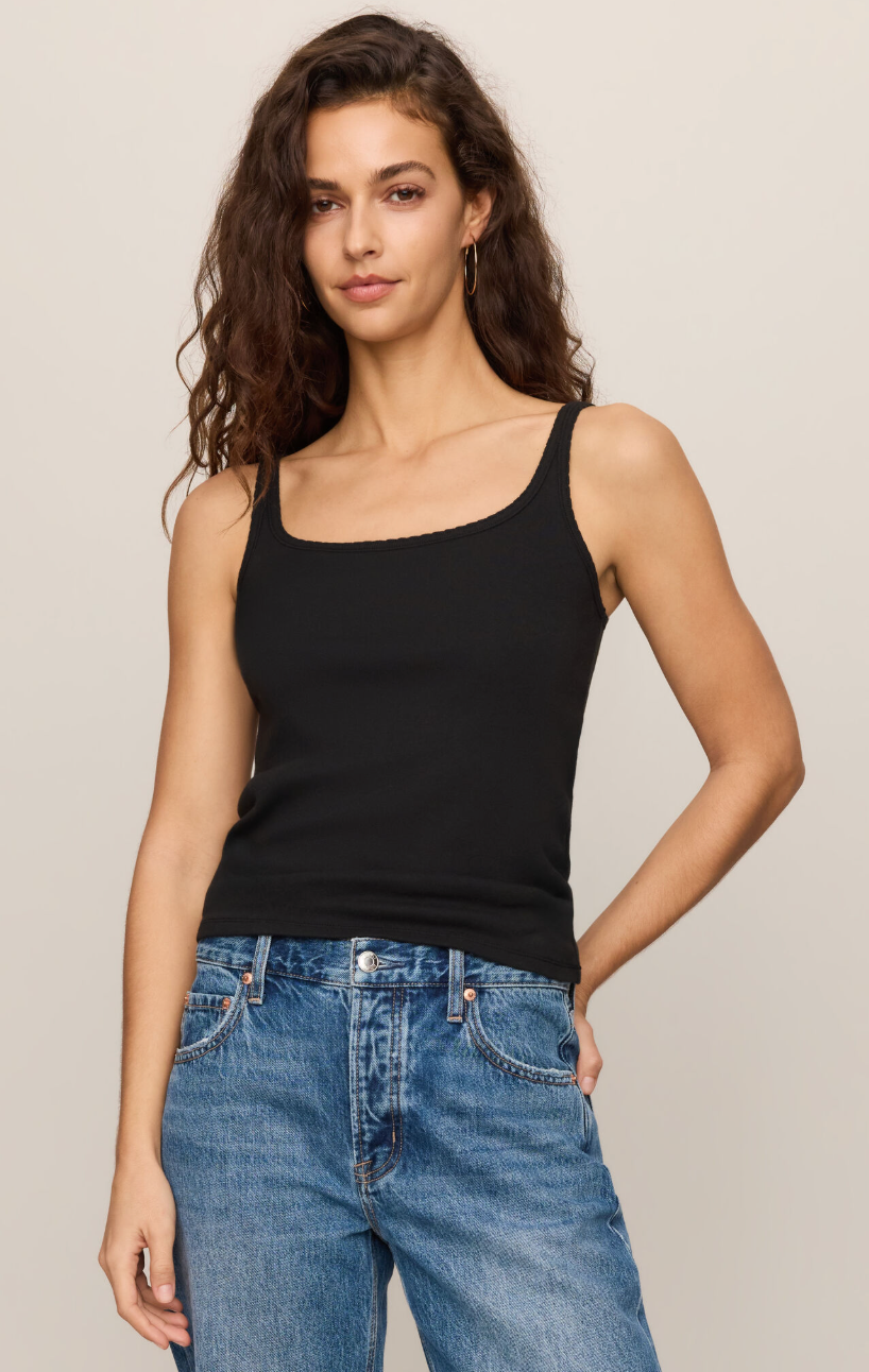 Vale Scalloped Tank - Black