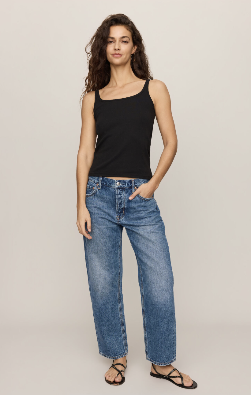Vale Scalloped Tank - Black