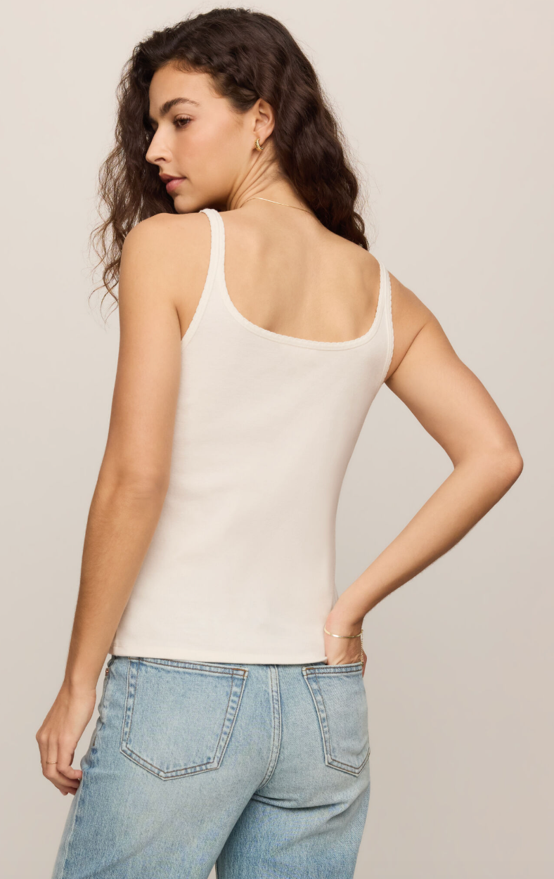 Vale Scalloped Tank - Sandstone