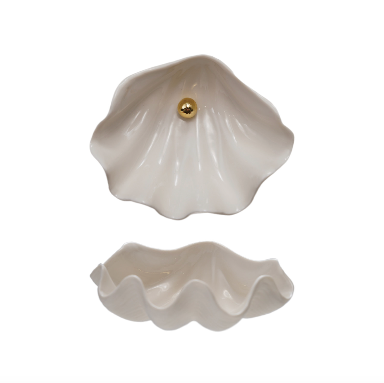 Clam Shell Dish with Gold Pearl