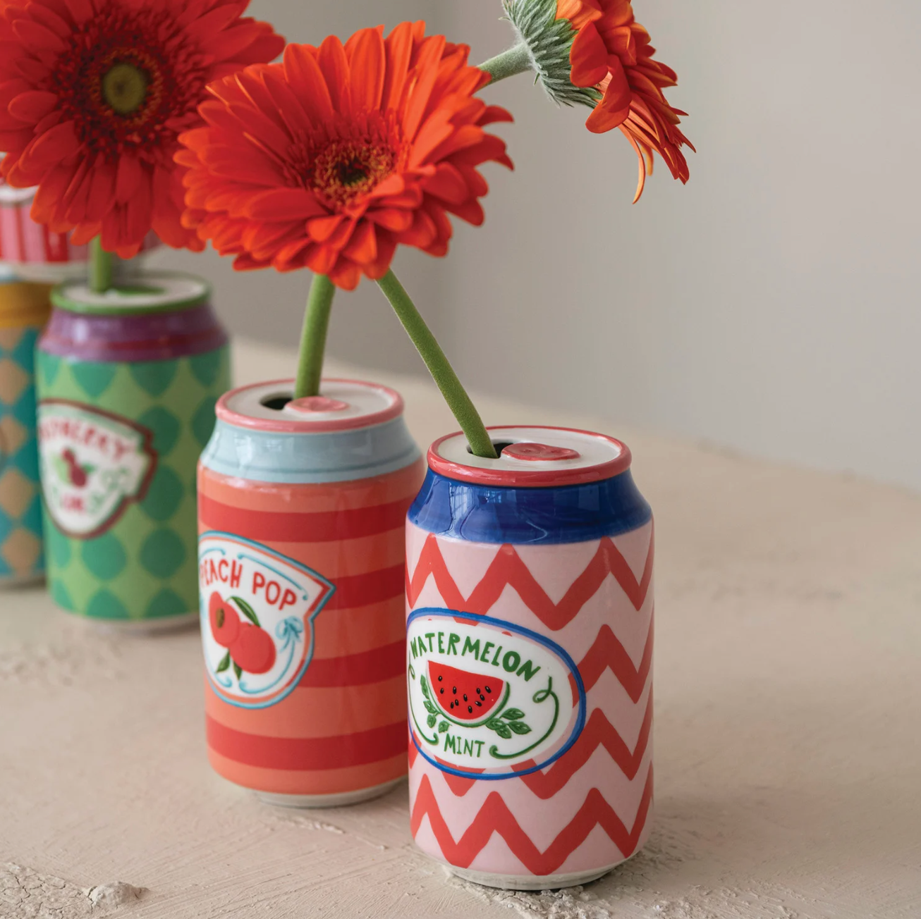Soda Can Stoneware Shaped Vase