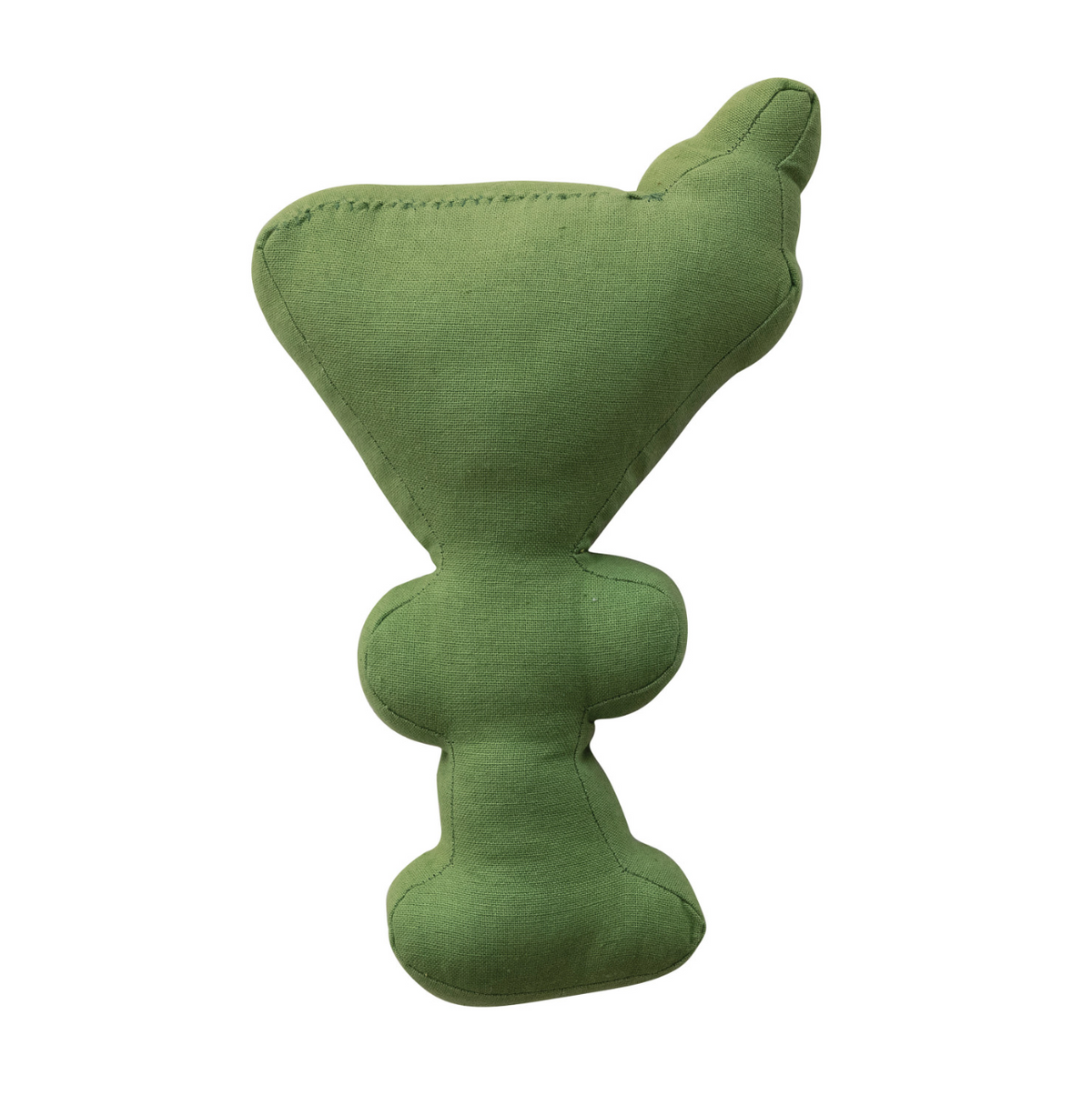 Green martini-shaped throw pillow with fabric design, no visible beads