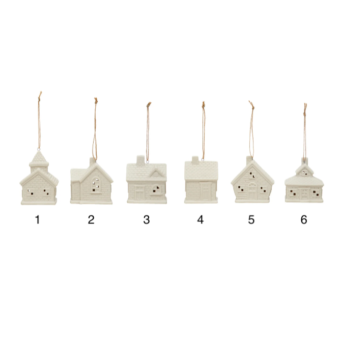 White Stoneware House Ornament