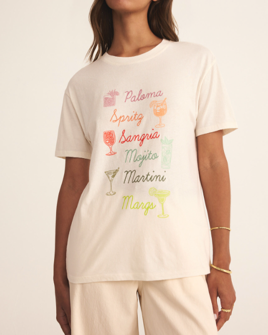Cocktails Boyfriend Tee - Sea Salt